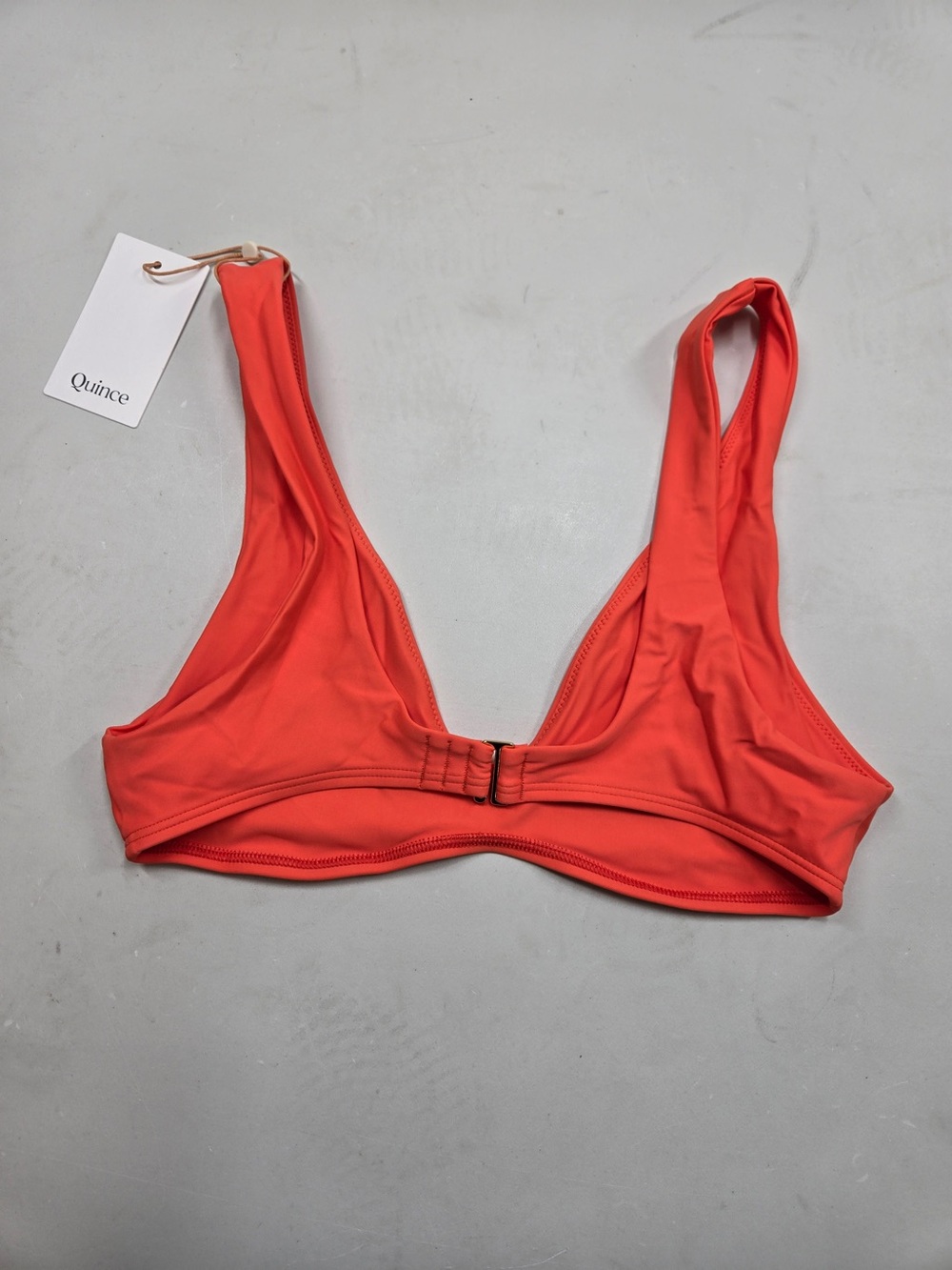 NWT QUINCE Italian Plunge Bikini Top Medium Sunset Orange 9415 - Picture 6 of 9